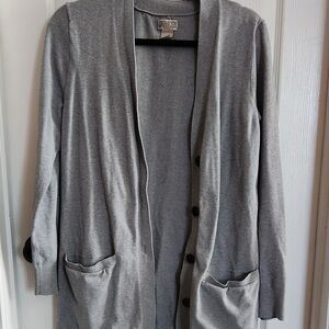 Duluth Trading Co Gray Button-Front Cardigan